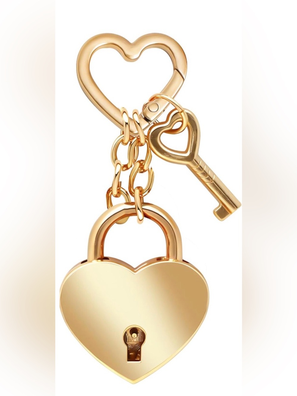 Gold Locket & Key Bag Charm - Picture 1 of 6